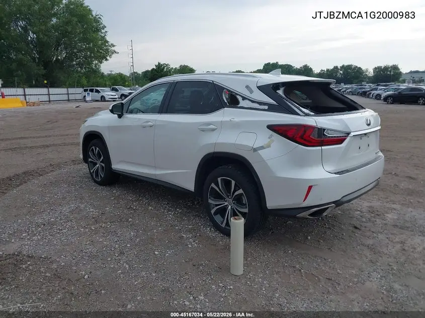2016 Lexus Rx 350 VIN: JTJBZMCA1G2000983 Lot: 45167034