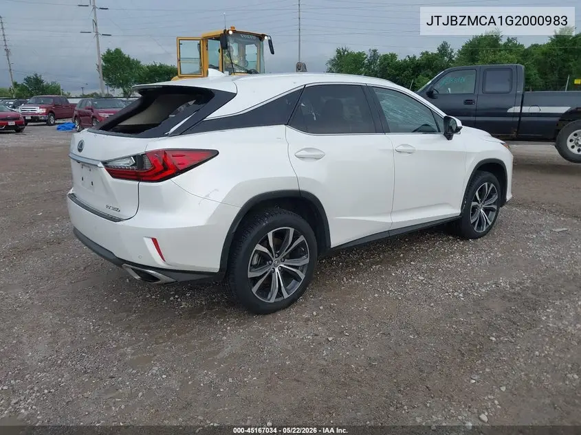 2016 Lexus Rx 350 VIN: JTJBZMCA1G2000983 Lot: 45167034