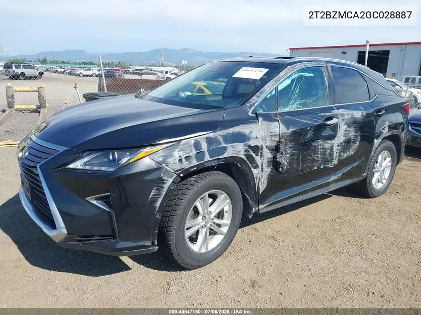 2016 Lexus Rx 350 VIN: 2T2BZMCA2GC028887 Lot: 45547150