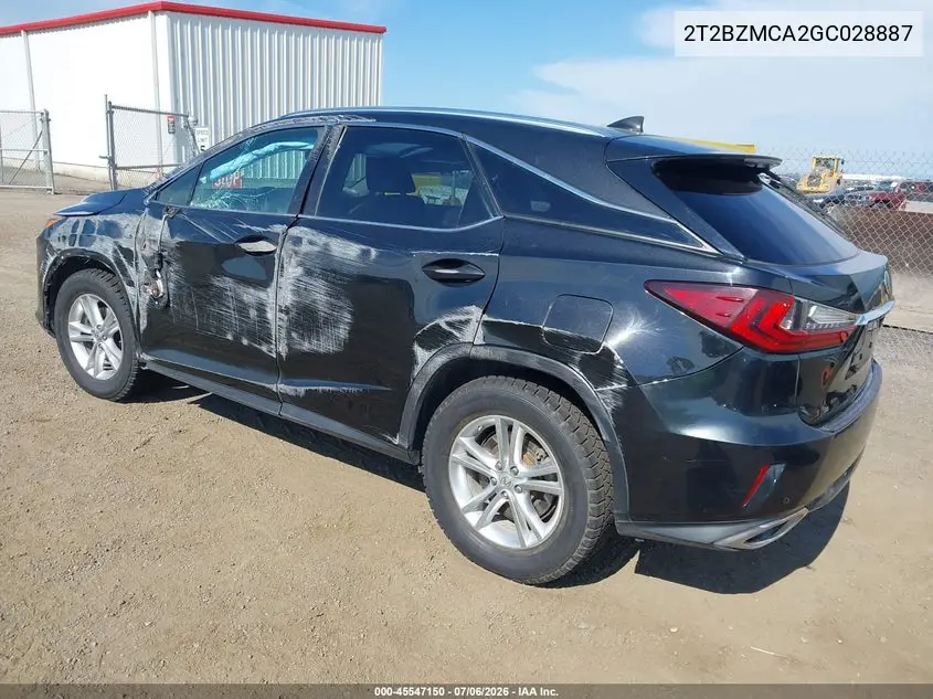 2016 Lexus Rx 350 VIN: 2T2BZMCA2GC028887 Lot: 45547150