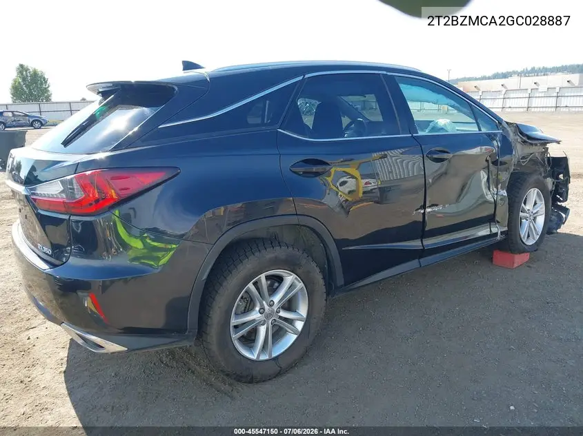 2016 Lexus Rx 350 VIN: 2T2BZMCA2GC028887 Lot: 45547150