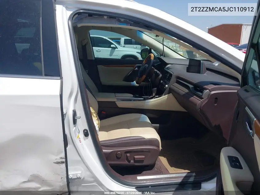 2018 Lexus Rx 350 VIN: 2T2ZZMCA5JC110912 Lot: 45676220