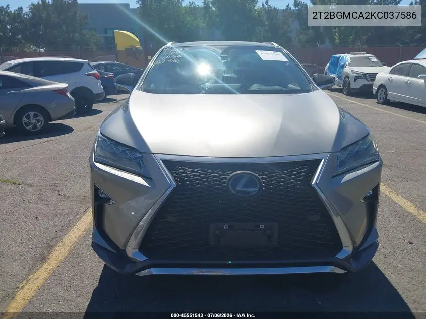 2019 Lexus Rx Rx 450H F Sport VIN: 2T2BGMCA2KC037586 Lot: 45551543