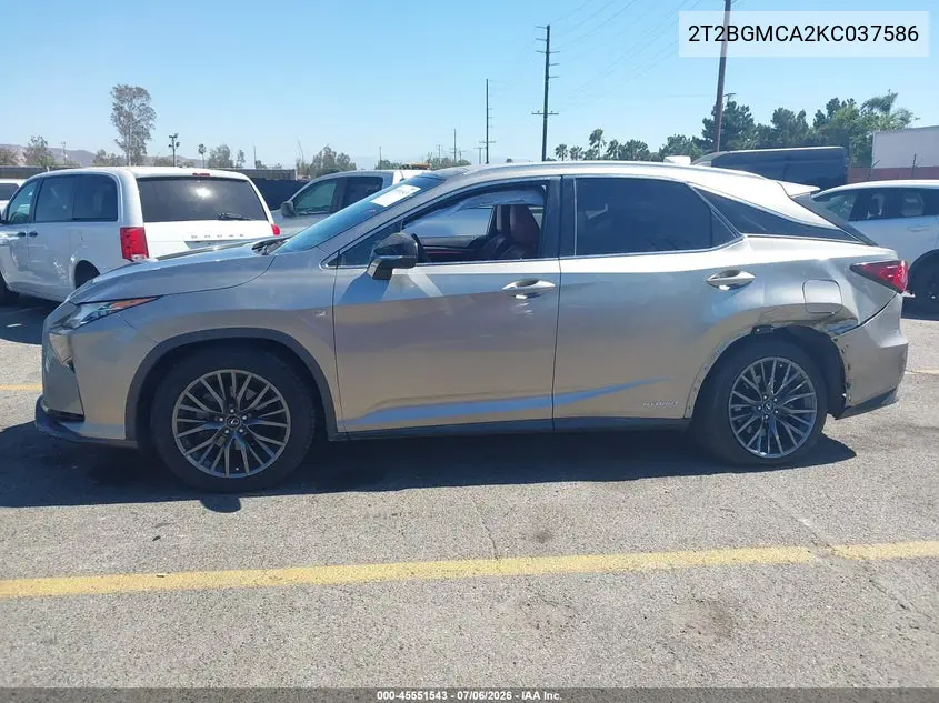 2019 Lexus Rx Rx 450H F Sport VIN: 2T2BGMCA2KC037586 Lot: 45551543