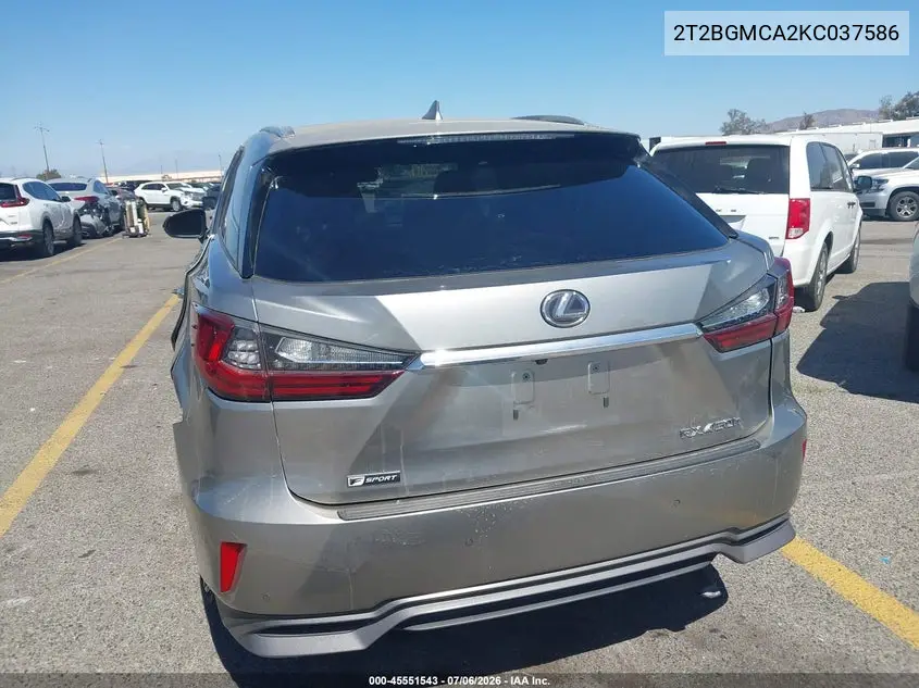 2019 Lexus Rx Rx 450H F Sport VIN: 2T2BGMCA2KC037586 Lot: 45551543