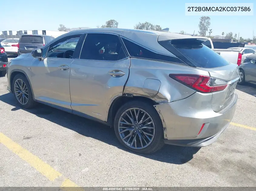 2019 Lexus Rx Rx 450H F Sport VIN: 2T2BGMCA2KC037586 Lot: 45551543