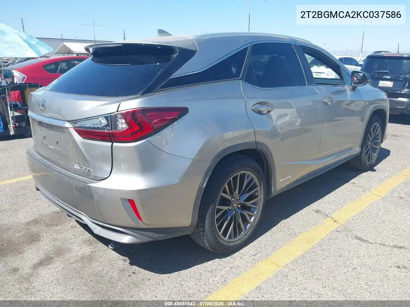 2019 Lexus Rx Rx 450H F Sport VIN: 2T2BGMCA2KC037586 Lot: 45551543