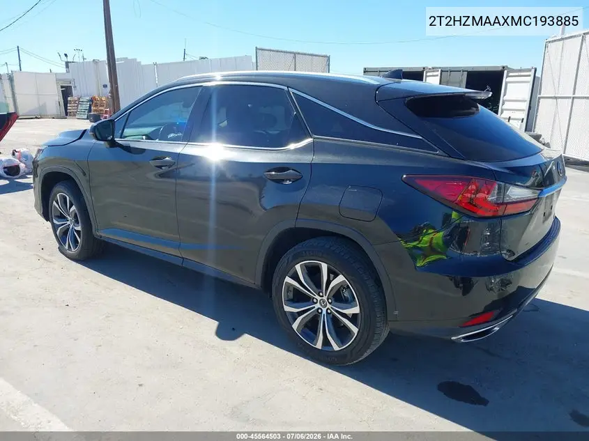 2021 Lexus Rx 350 VIN: 2T2HZMAAXMC193885 Lot: 45564503