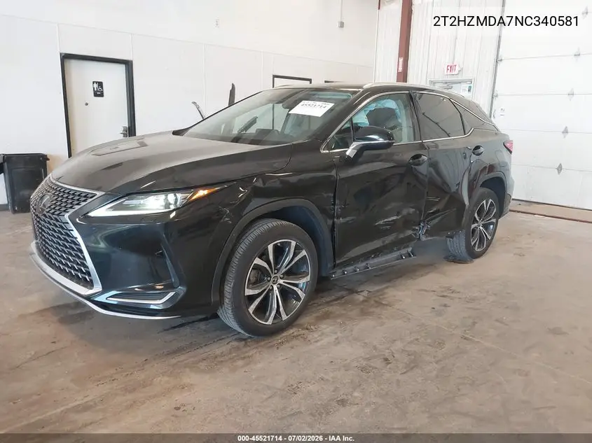 2022 Lexus Rx 350 VIN: 2T2HZMDA7NC340581 Lot: 45521714
