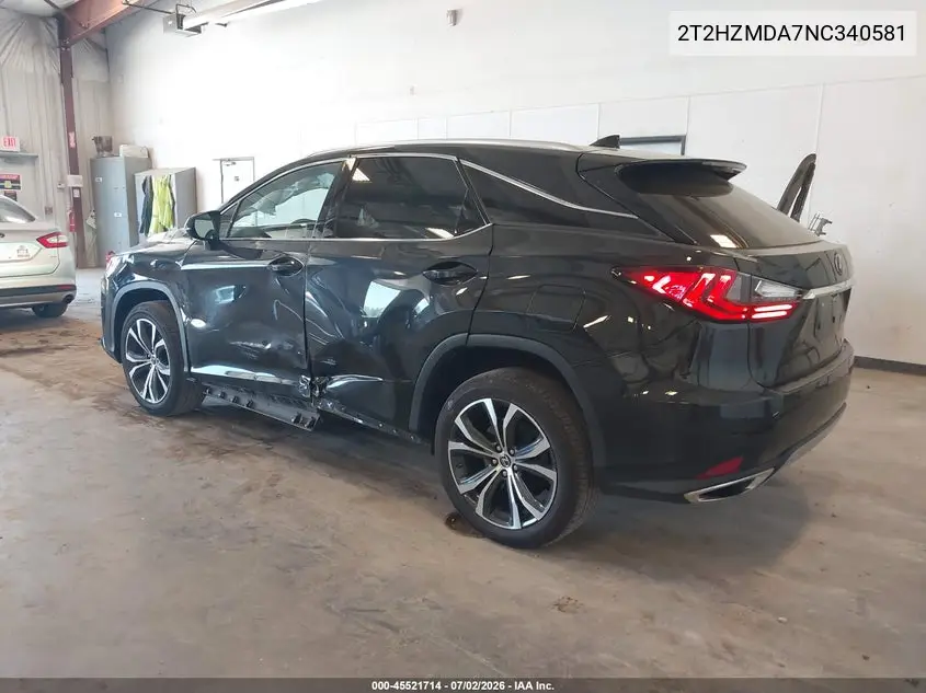 2022 Lexus Rx 350 VIN: 2T2HZMDA7NC340581 Lot: 45521714