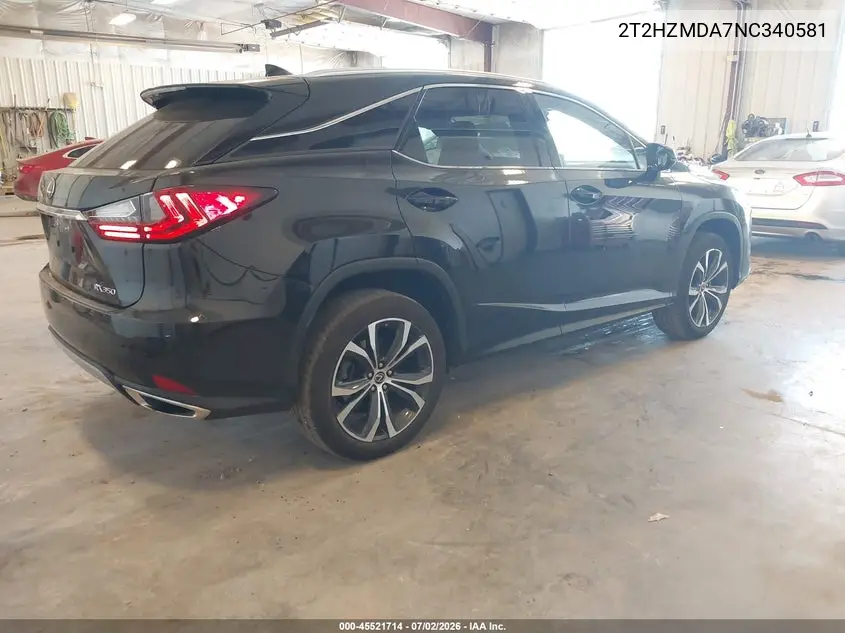 2022 Lexus Rx 350 VIN: 2T2HZMDA7NC340581 Lot: 45521714