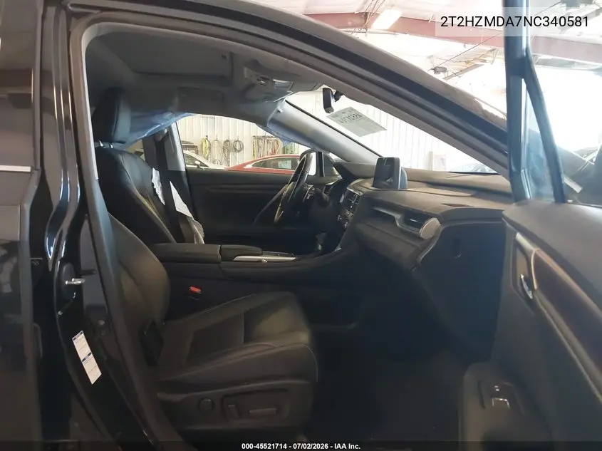 2022 Lexus Rx 350 VIN: 2T2HZMDA7NC340581 Lot: 45521714