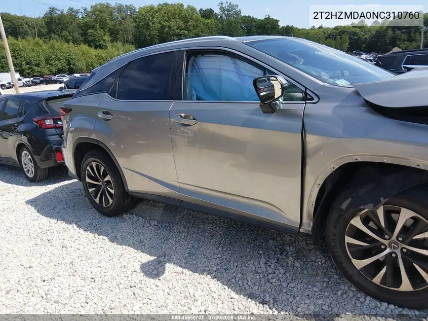 2022 Lexus Rx 350 VIN: 2T2HZMDA0NC310760 Lot: 45658737