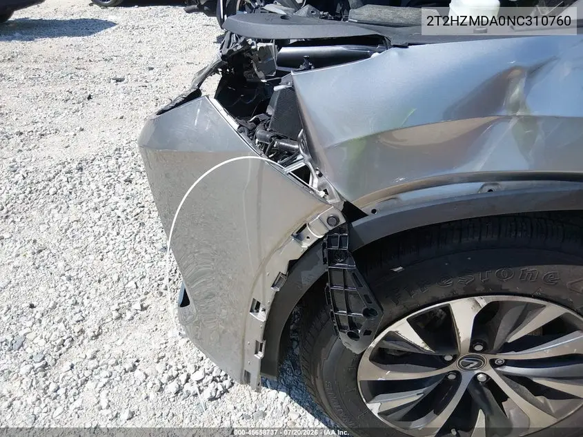 2022 Lexus Rx 350 VIN: 2T2HZMDA0NC310760 Lot: 45658737