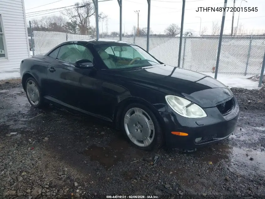 2002 Lexus Sc 430 VIN: JTHFN48Y720015545 Lot: 44316131