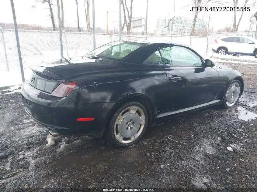 2002 Lexus Sc 430 VIN: JTHFN48Y720015545 Lot: 44316131