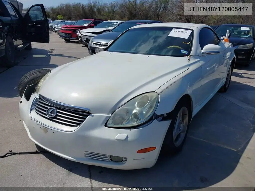 2002 Lexus Sc 430 VIN: JTHFN48Y120005447 Lot: 44580320