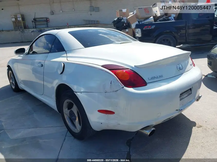 2002 Lexus Sc 430 VIN: JTHFN48Y120005447 Lot: 44580320