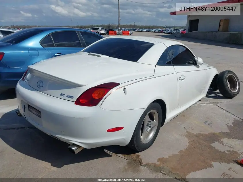 2002 Lexus Sc 430 VIN: JTHFN48Y120005447 Lot: 44580320