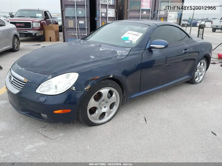 2002 Lexus Sc 430 VIN: JTHFN48Y520012966 Lot: 44772882