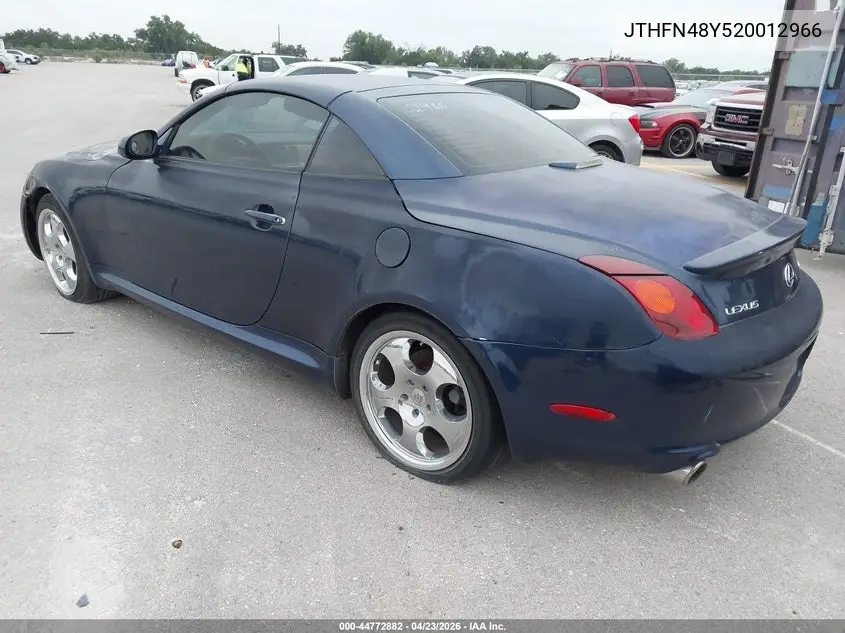 2002 Lexus Sc 430 VIN: JTHFN48Y520012966 Lot: 44772882