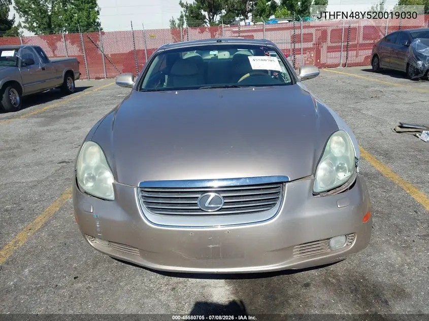 2002 Lexus Sc 430 VIN: JTHFN48Y520019030 Lot: 45580705