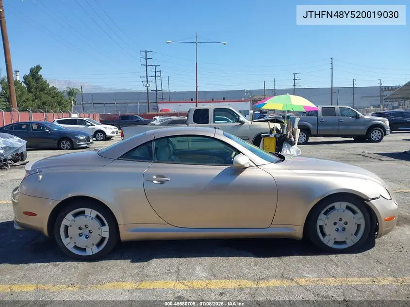 2002 Lexus Sc 430 VIN: JTHFN48Y520019030 Lot: 45580705