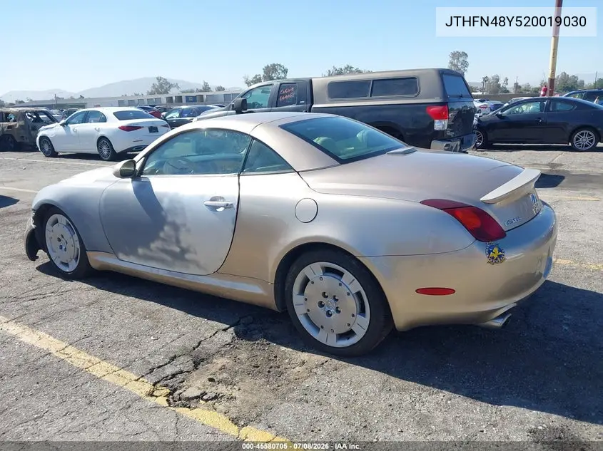 2002 Lexus Sc 430 VIN: JTHFN48Y520019030 Lot: 45580705