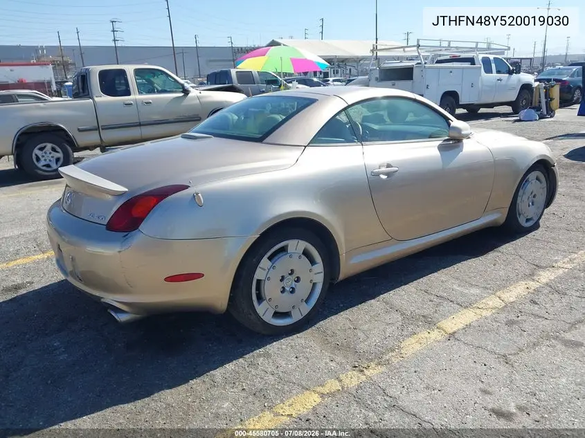 2002 Lexus Sc 430 VIN: JTHFN48Y520019030 Lot: 45580705