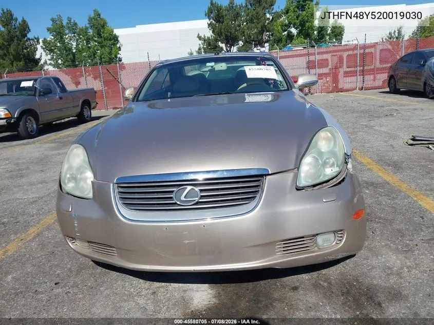 2002 Lexus Sc 430 VIN: JTHFN48Y520019030 Lot: 45580705