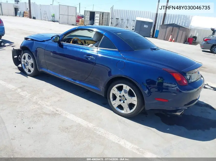 2003 Lexus Sc 430 VIN: JTHFN48Y030046735 Lot: 45638478