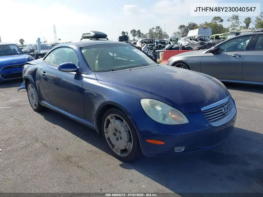 2003 Lexus Sc 430 VIN: JTHFN48Y230040547 Lot: 45655312