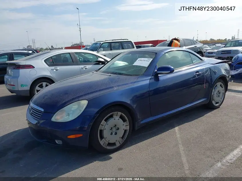 2003 Lexus Sc 430 VIN: JTHFN48Y230040547 Lot: 45655312