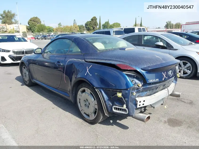 2003 Lexus Sc 430 VIN: JTHFN48Y230040547 Lot: 45655312