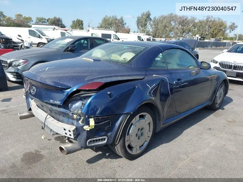2003 Lexus Sc 430 VIN: JTHFN48Y230040547 Lot: 45655312