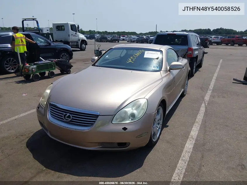 2004 Lexus Sc 430 VIN: JTHFN48Y540058526 Lot: 45506676
