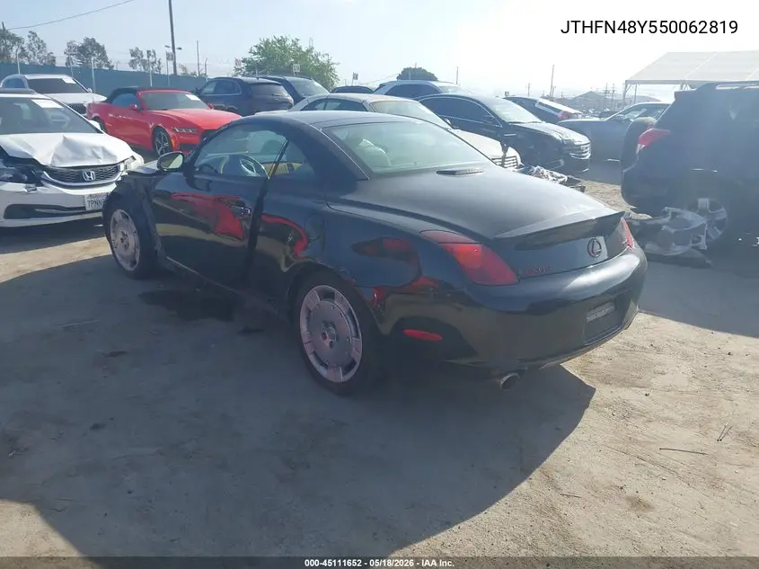 2005 Lexus Sc 430 VIN: JTHFN48Y550062819 Lot: 45111652