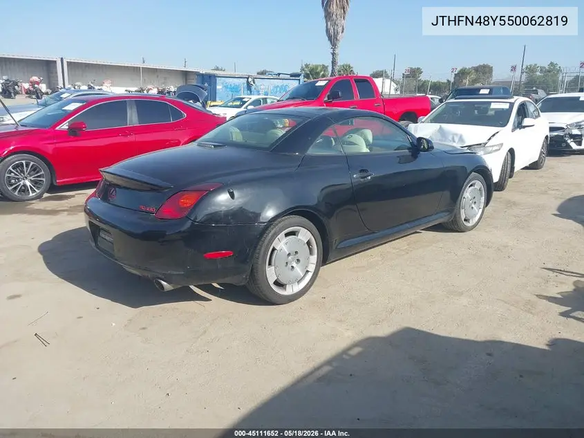 2005 Lexus Sc 430 VIN: JTHFN48Y550062819 Lot: 45111652