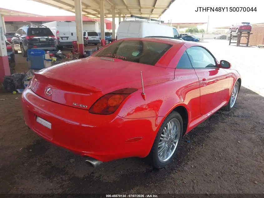 2005 Lexus Sc 430 VIN: JTHFN48Y150070044 Lot: 45570134