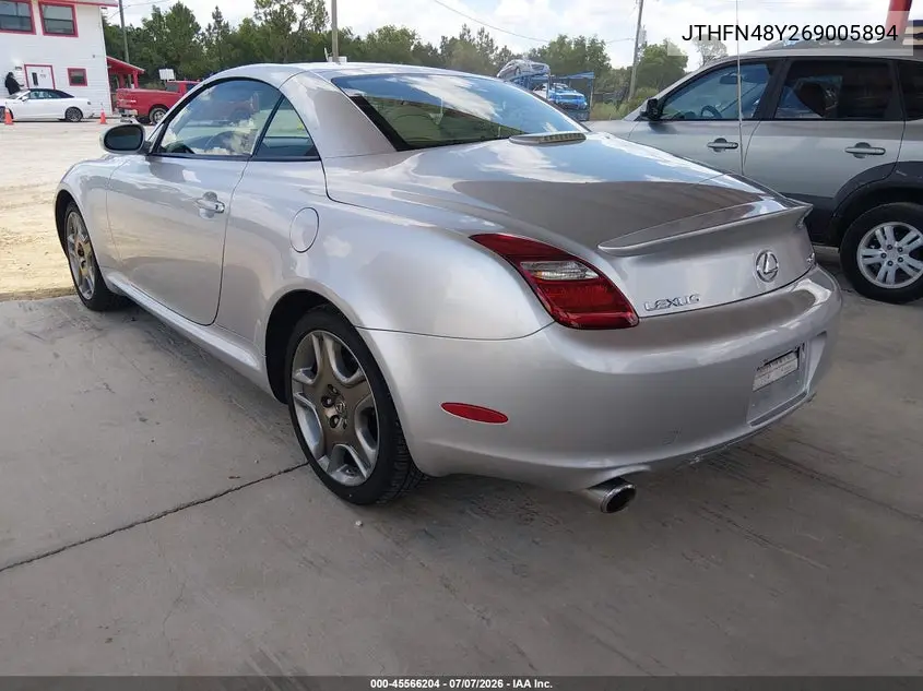 2006 Lexus Sc 430 VIN: JTHFN48Y269005894 Lot: 45566204