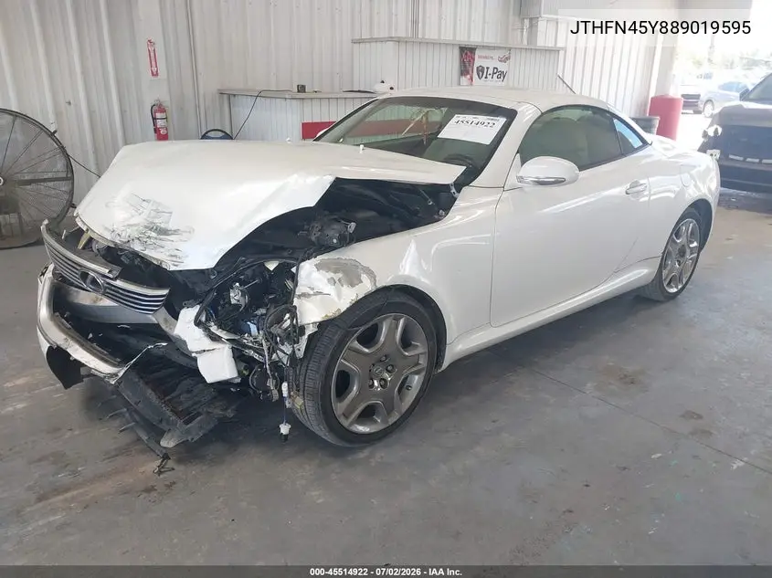 2008 Lexus Sc 430 VIN: JTHFN45Y889019595 Lot: 45514922