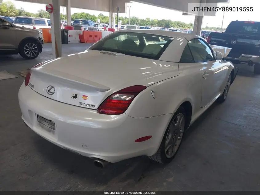 2008 Lexus Sc 430 VIN: JTHFN45Y889019595 Lot: 45514922