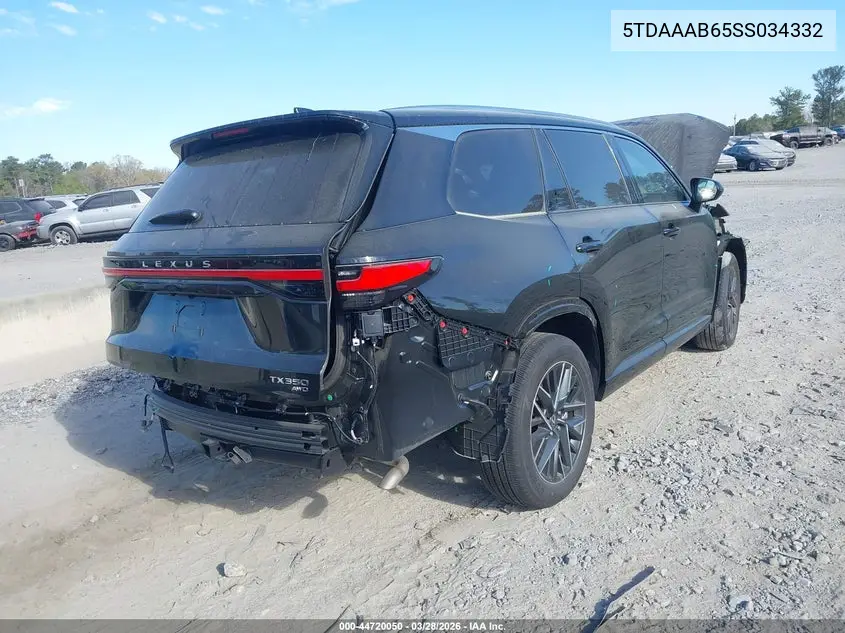 2025 Lexus Tx 350 Premium VIN: 5TDAAAB65SS034332 Lot: 44720050