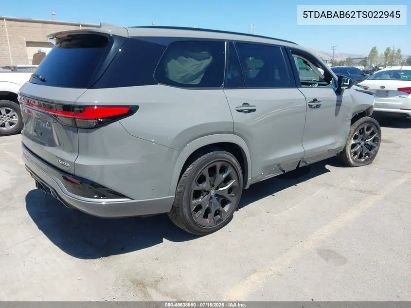 2026 Lexus Tx 500H F Sport Performance Luxury VIN: 5TDABAB62TS022945 Lot: 45638550