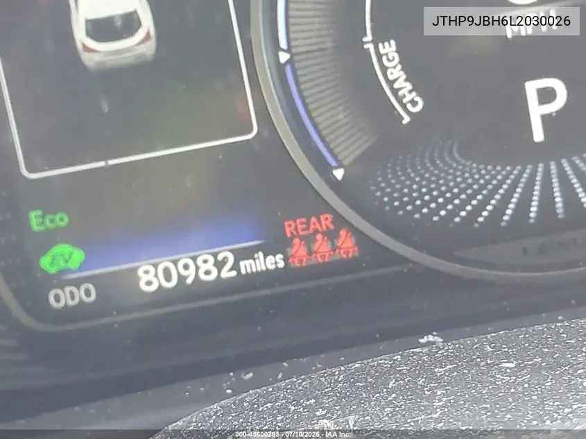 2020 Lexus Ux 250H VIN: JTHP9JBH6L2030026 Lot: 45600283