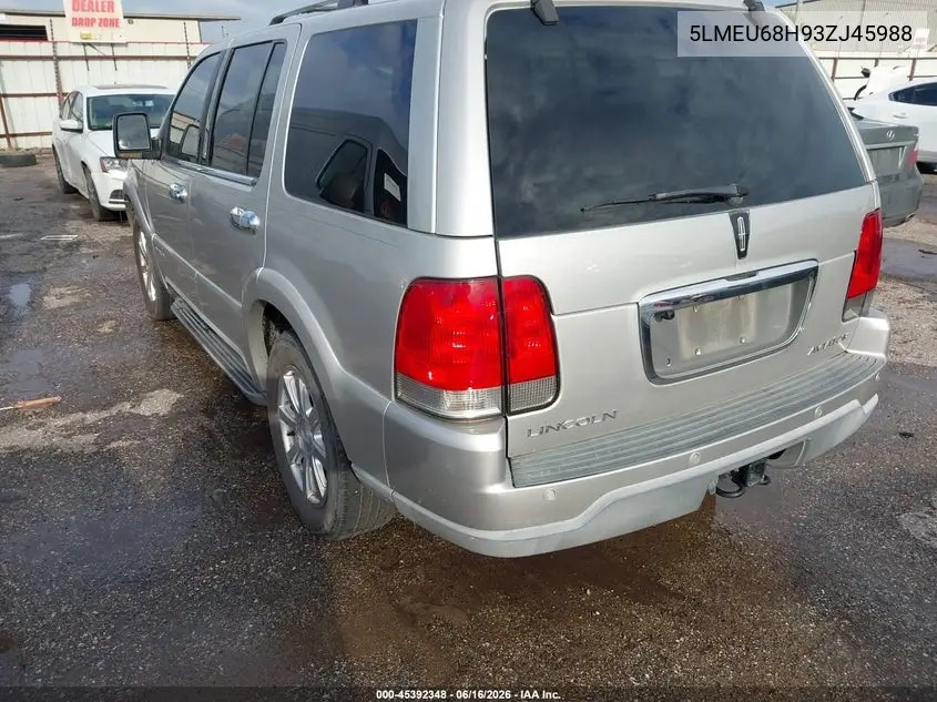 2003 Lincoln Aviator VIN: 5LMEU68H93ZJ45988 Lot: 45392348