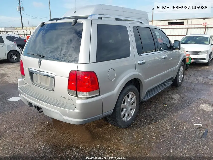 2003 Lincoln Aviator VIN: 5LMEU68H93ZJ45988 Lot: 45392348
