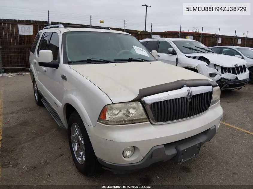 2004 Lincoln Aviator VIN: 5LMEU88H94ZJ38729 Lot: 44726402