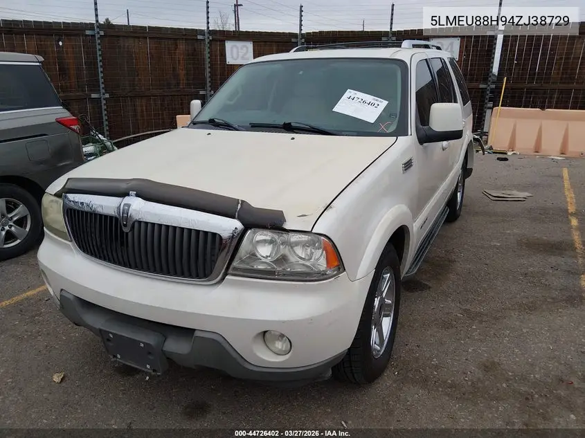 2004 Lincoln Aviator VIN: 5LMEU88H94ZJ38729 Lot: 44726402