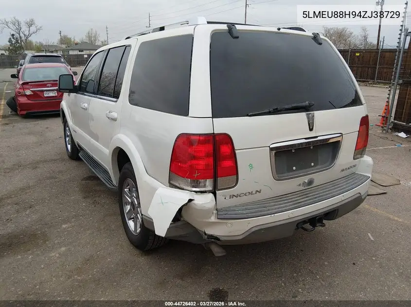 2004 Lincoln Aviator VIN: 5LMEU88H94ZJ38729 Lot: 44726402